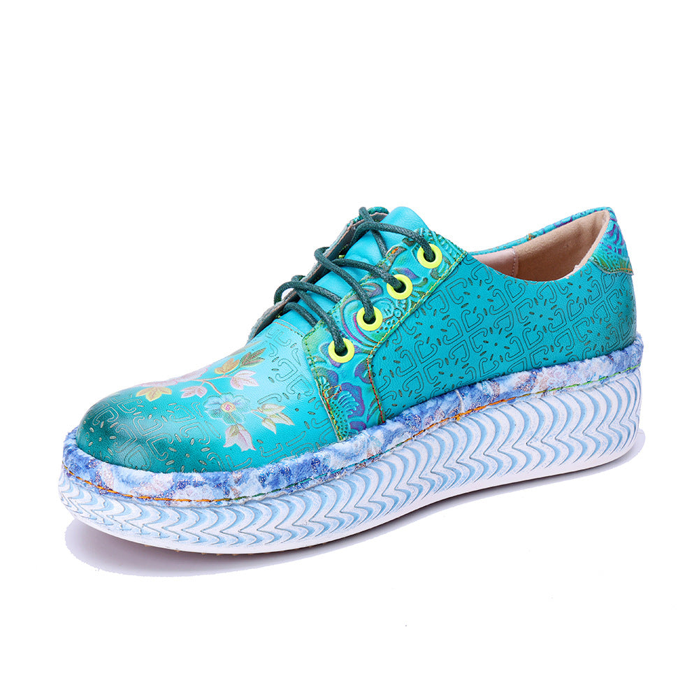 Socofy Retro Handmade Leather Casual Shoes