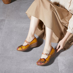 Socofy Summer Genuine Leather Platform Shoes