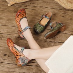 Socofy Cutout Low Heel Shoes