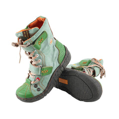 Socofy Leather Side Zip Short Boots