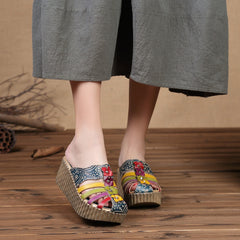 Socofy Summer Ethnic Floral Slippers