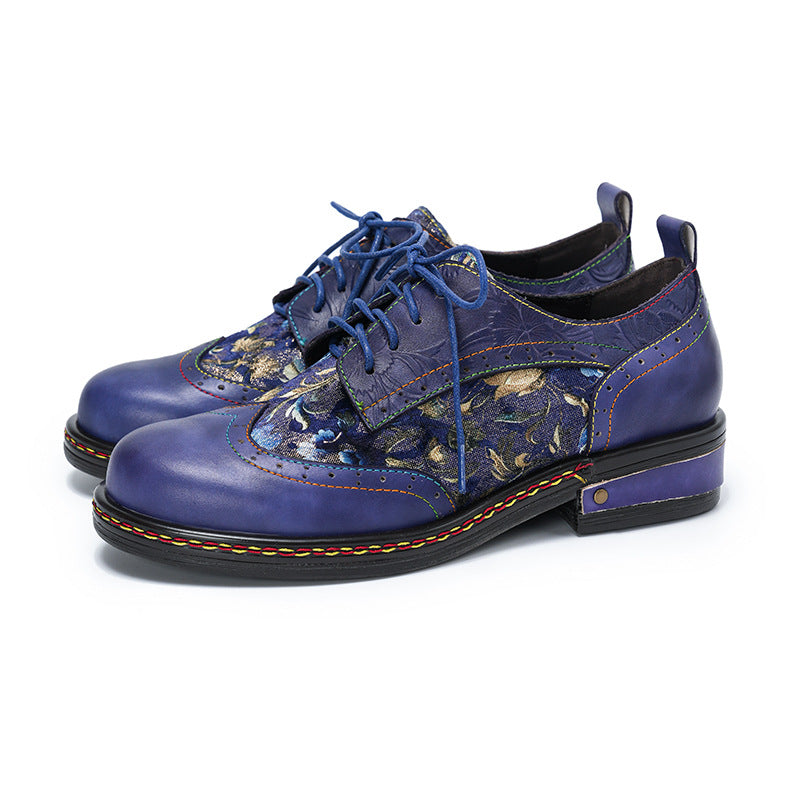 Socofy Handmade Leather Brogue Shoes