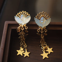 Handmade Vintage White Angel Star Earrings