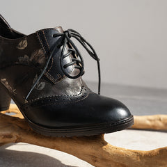 Socofy Vintage Butterfly Print High Heel Shoes