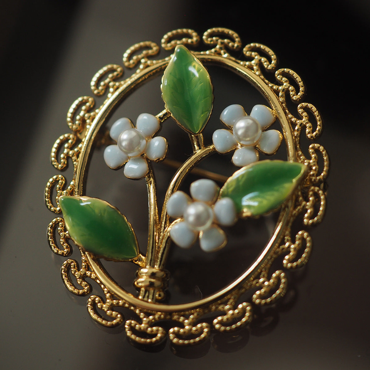 Handmade Vintage Enamel Craft Flower Brooch