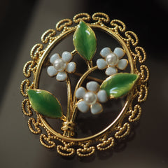 Handmade Vintage Enamel Craft Flower Brooch