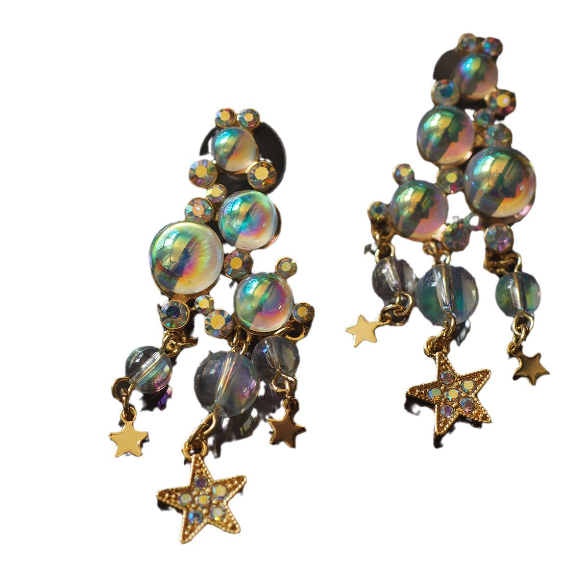 Handmade Vintage Bubble Tassel Star Ear Clips