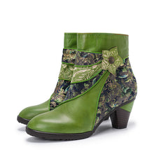 Socofy Handmade Leather Short Boots