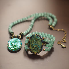 Handmade Mermaid Beaded Vintage Court Style Bracelet Necklace