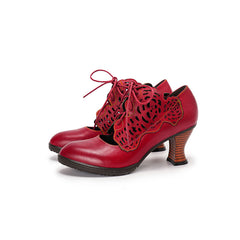 Socofy Leather Mary Jane Heels