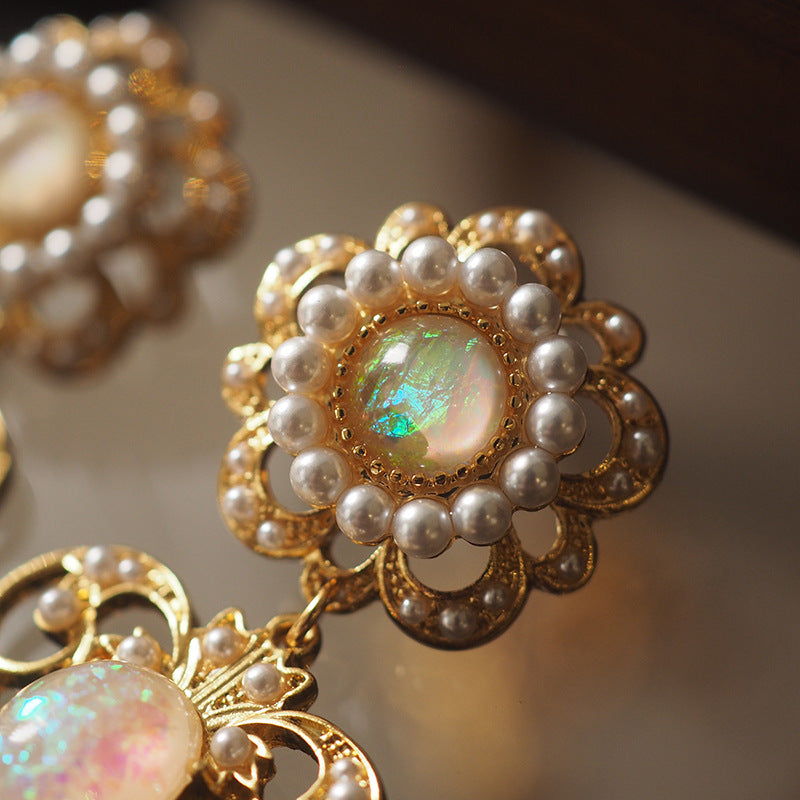 Vintage Italian Florentine Court Style Baroque Gemstone Earrings