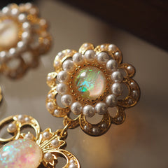 Vintage Italian Florentine Court Style Baroque Gemstone Earrings