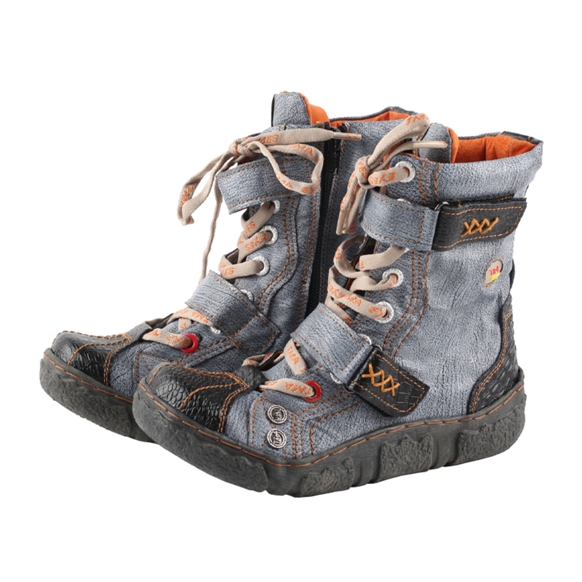 Socofy Leather Side Zip Short Boots
