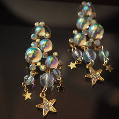 Handmade Vintage Bubble Tassel Star Ear Clips