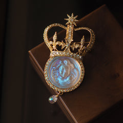 Handmade Vintage Sleeping Angel Cameo Crown Brooch Necklace Pendant