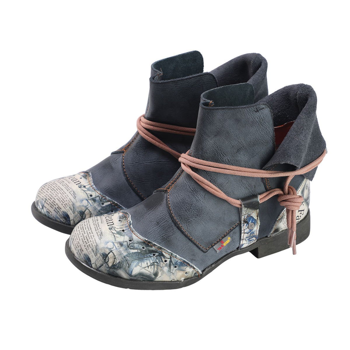 Socofy New Chinese Style Flat Short Boots