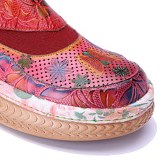 Socofy Handmade Leather Printed Casual Shoes