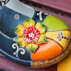 Socofy Summer Leather Printed Slippers