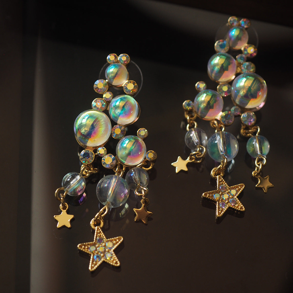 Handmade Vintage Bubble Tassel Star Ear Clips
