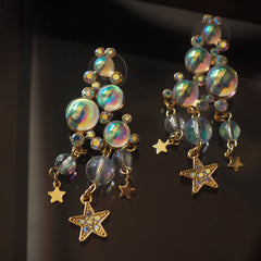 Handmade Vintage Bubble Tassel Star Ear Clips