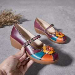 Socofy Summer Leather Thick Sole Shoes