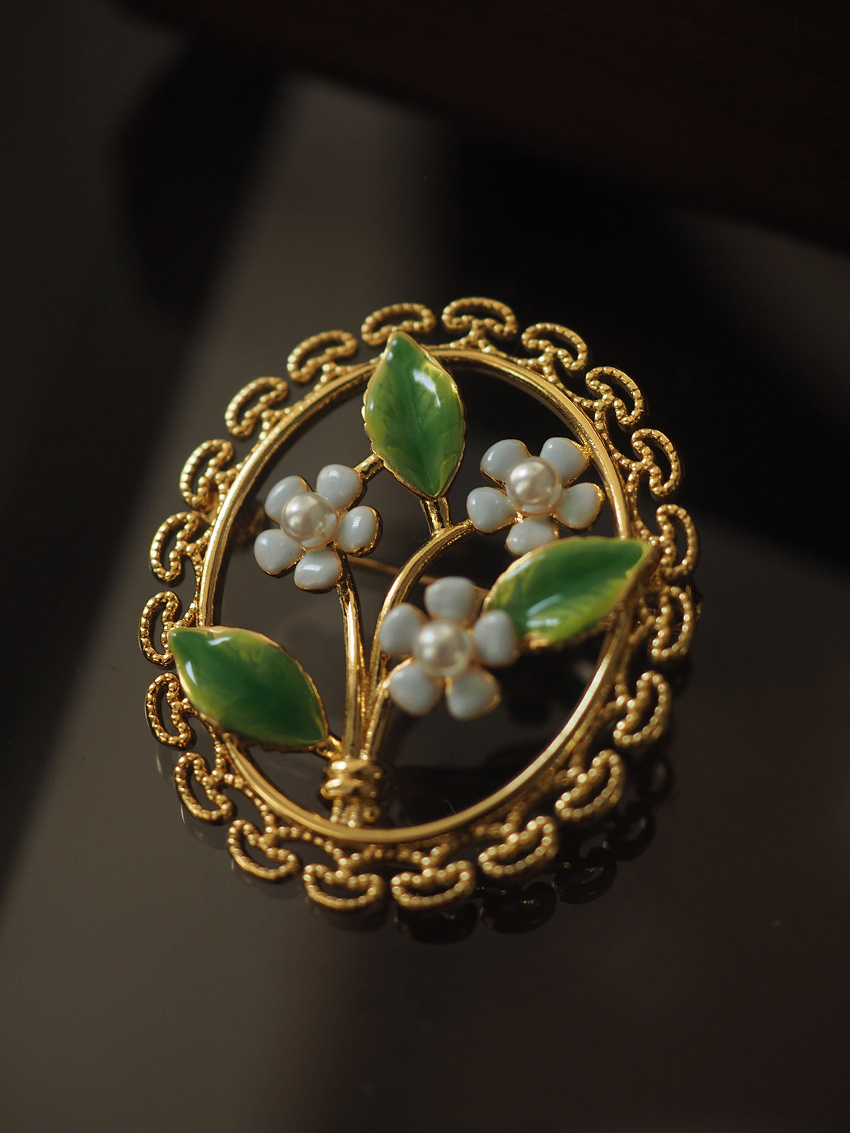 Handmade Vintage Enamel Craft Flower Brooch