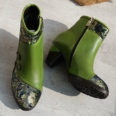 Socofy Vintage Leather Short Boots