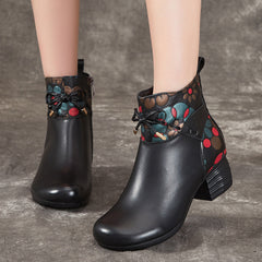 Socofy Winter Top Grain Leather Short Boots