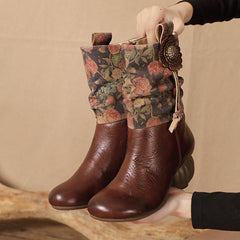 Socofy Handmade Ethnic Floral Boots