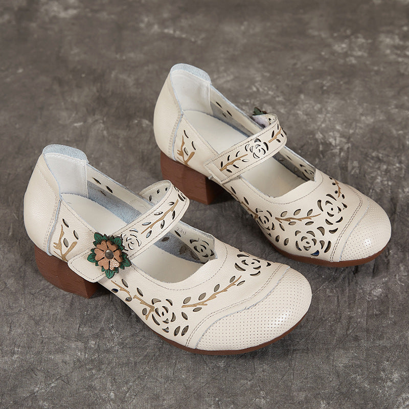 Socofy Spring Top Grain Leather Sandals