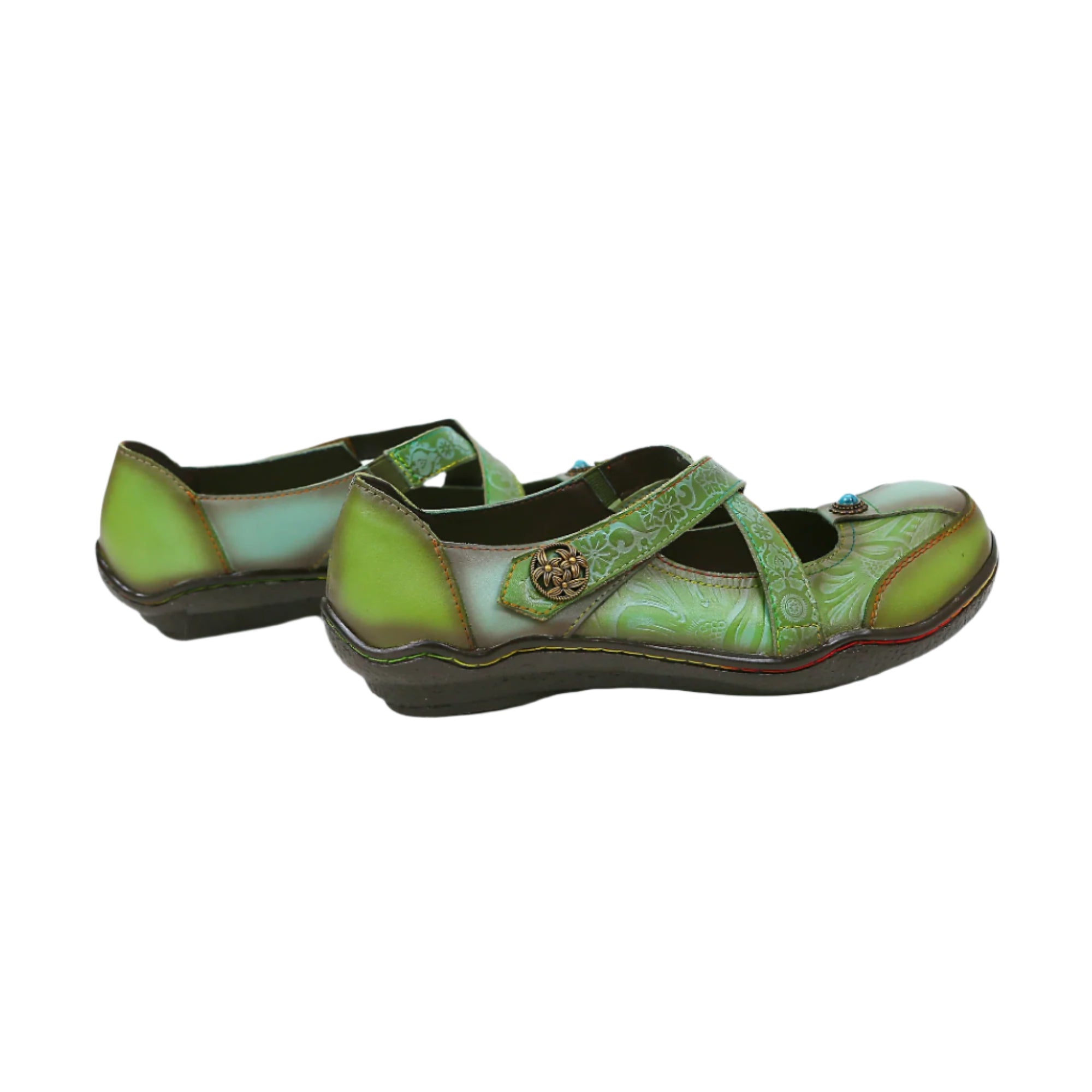 Socofy Vicconfy Vintage Genuine Leather Flat Shoes