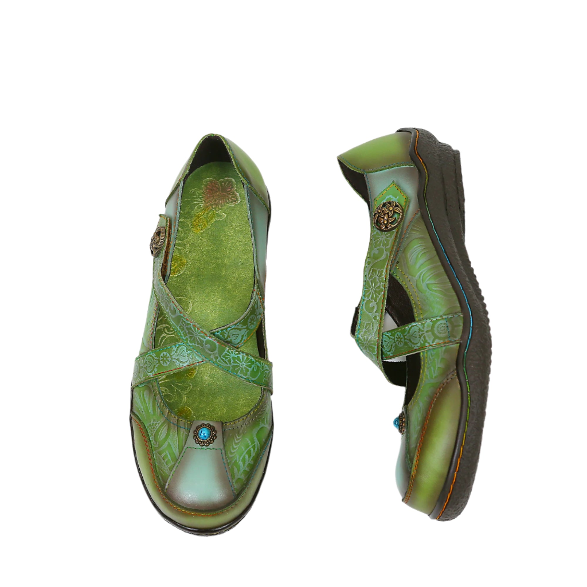 Socofy Vicconfy Vintage Genuine Leather Flat Shoes