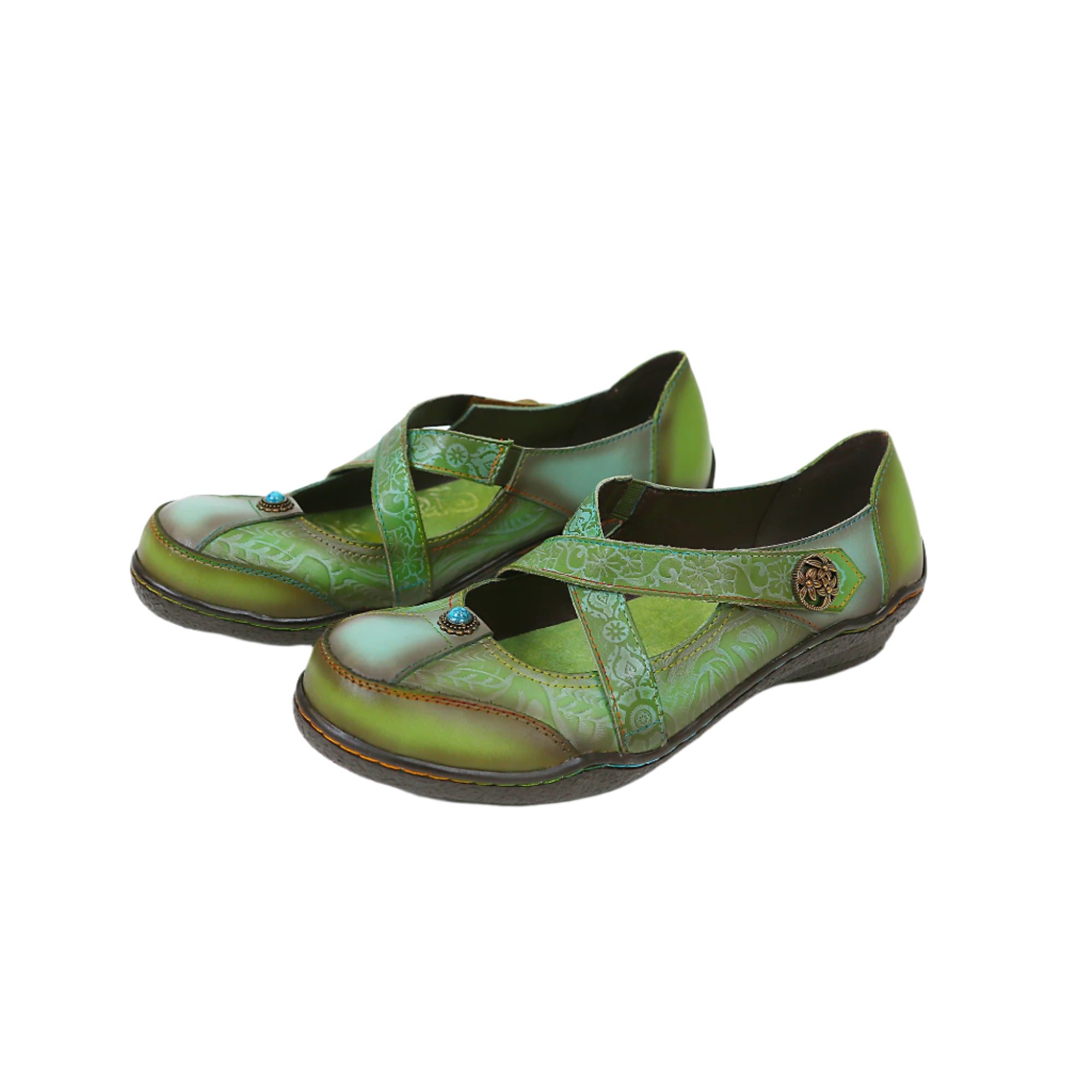 Socofy Vicconfy Vintage Genuine Leather Flat Shoes