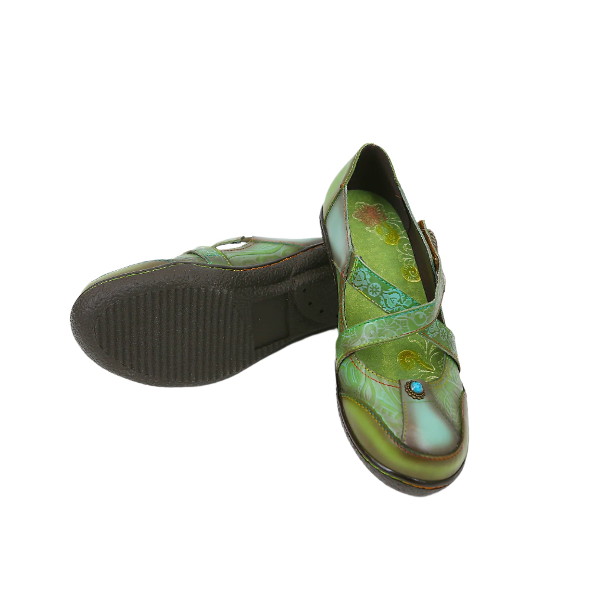 Socofy Vicconfy Vintage Genuine Leather Flat Shoes