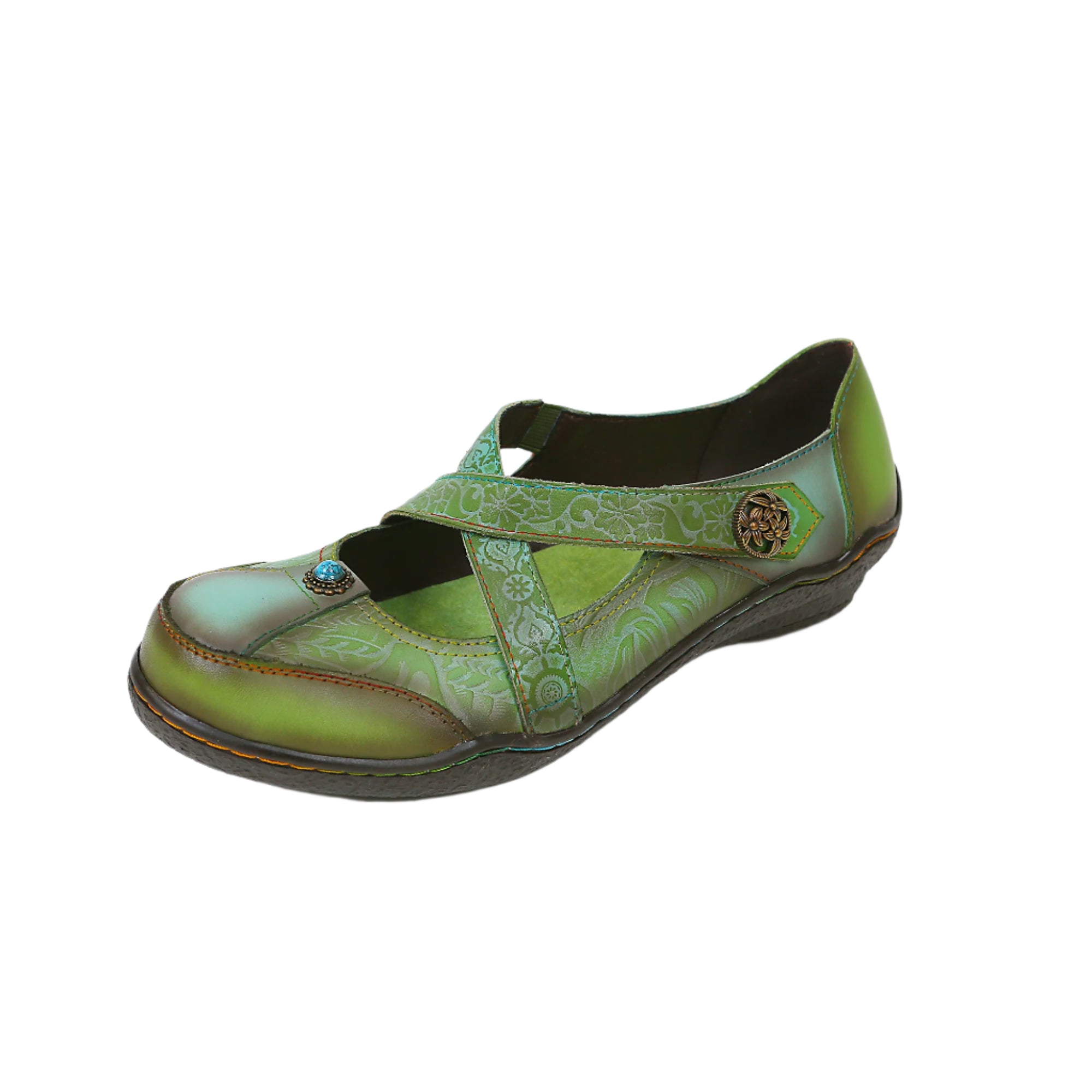 Socofy Vicconfy Vintage Genuine Leather Flat Shoes