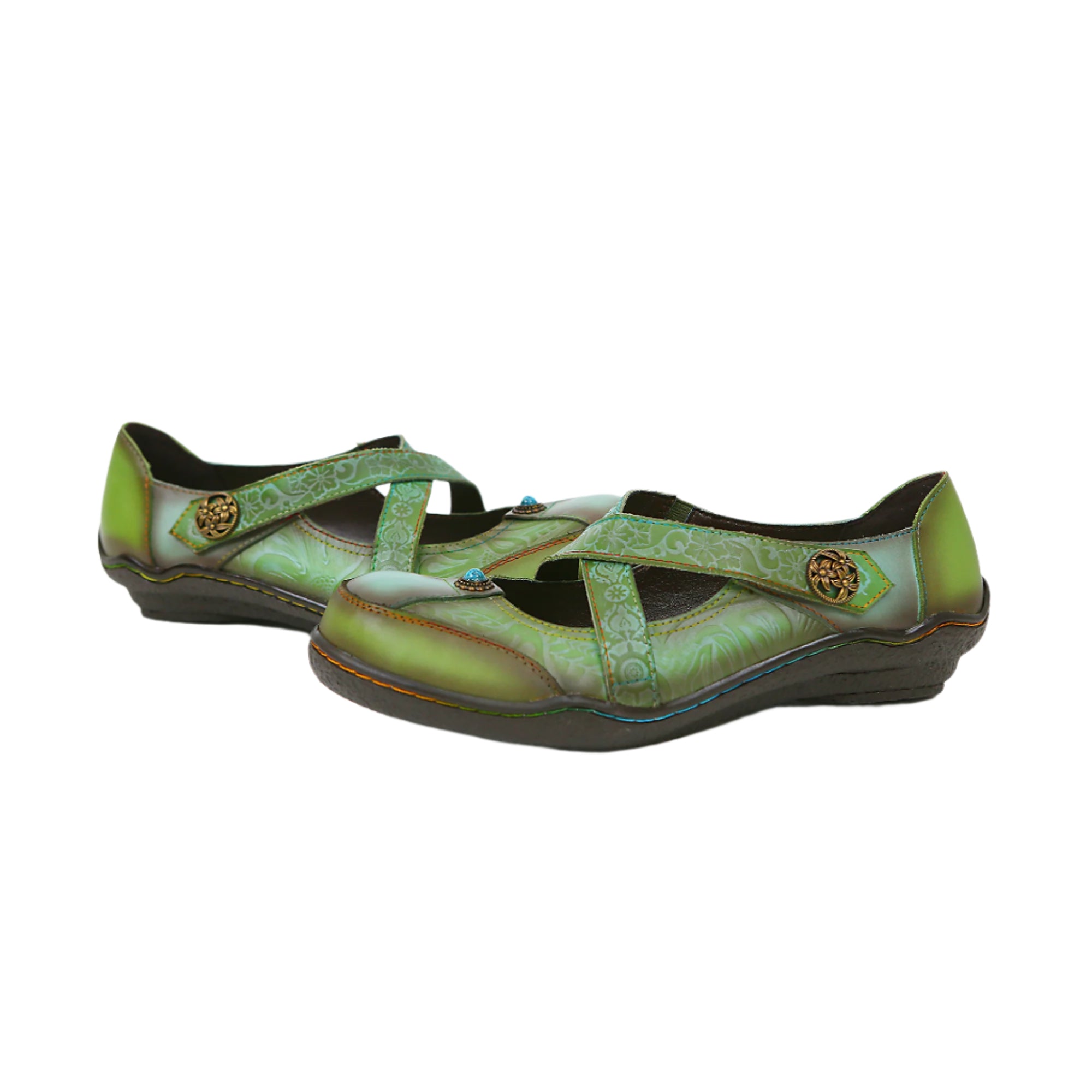 Socofy Vicconfy Vintage Genuine Leather Flat Shoes