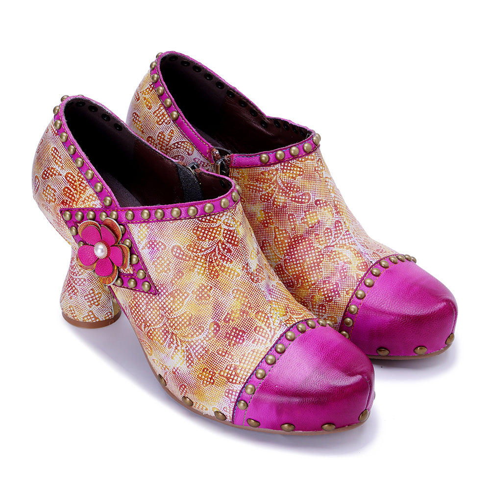 Socofy Vicconfy Pink Sweet Ethnic Heels