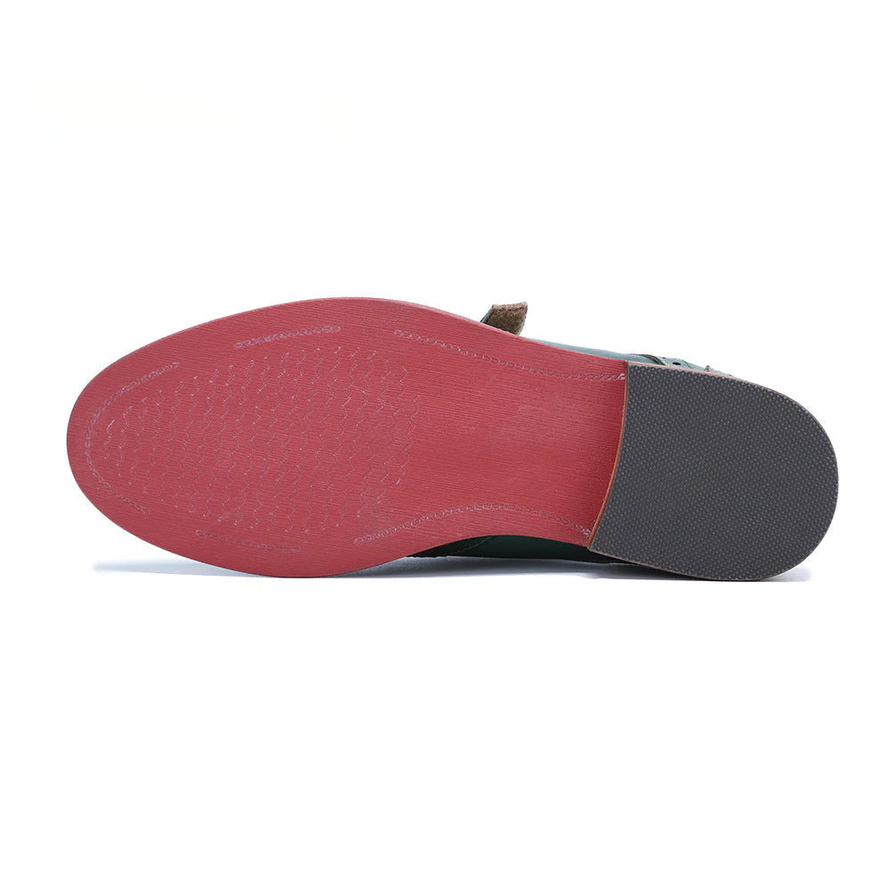 Socofy Handmade Leather Vintage Flat Loafers Shoes