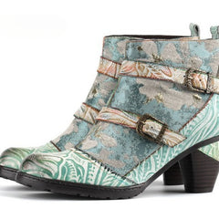 Socofy Vicconfy Genuine Leather Comfy High Ankle Boots
