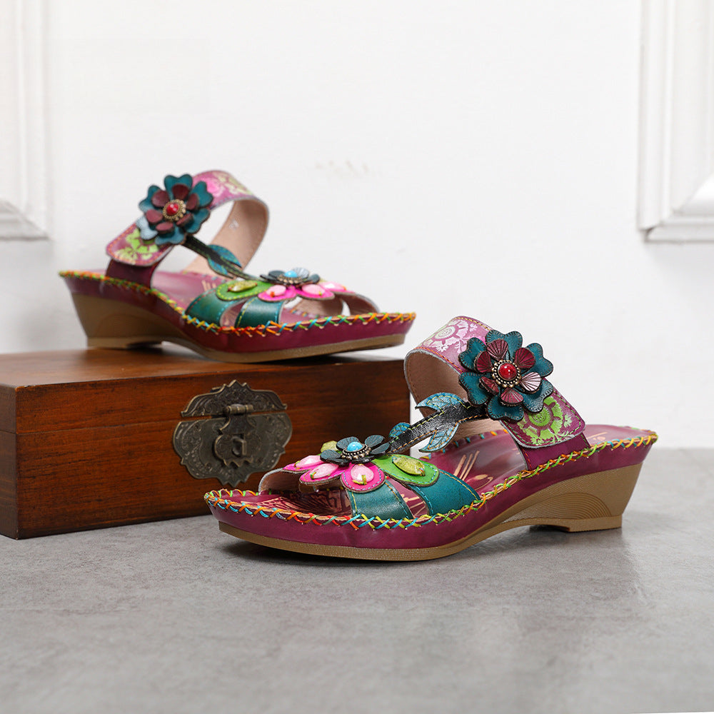 Socofy Vicconfy Boho Vintage Floral Slippers