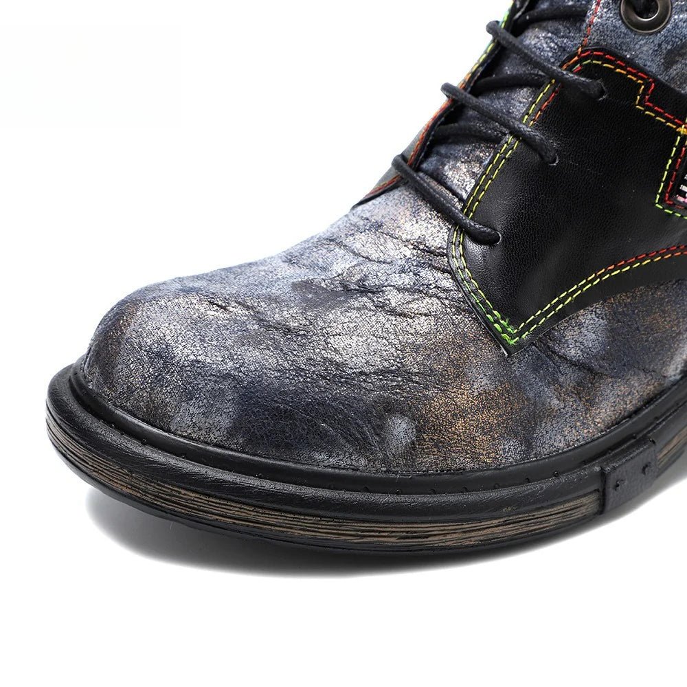Socofy Vicconfy Vintage Biker Metallic Boots