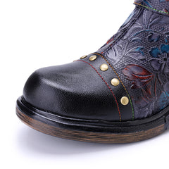 Socofy Winter Vintage Printed Platform Boots