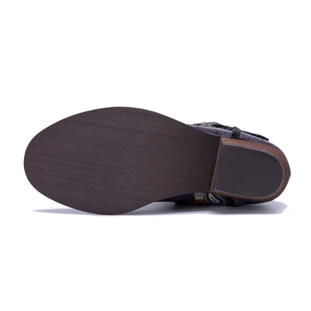 Socofy Handmade Leather Side Zipper Short Boots