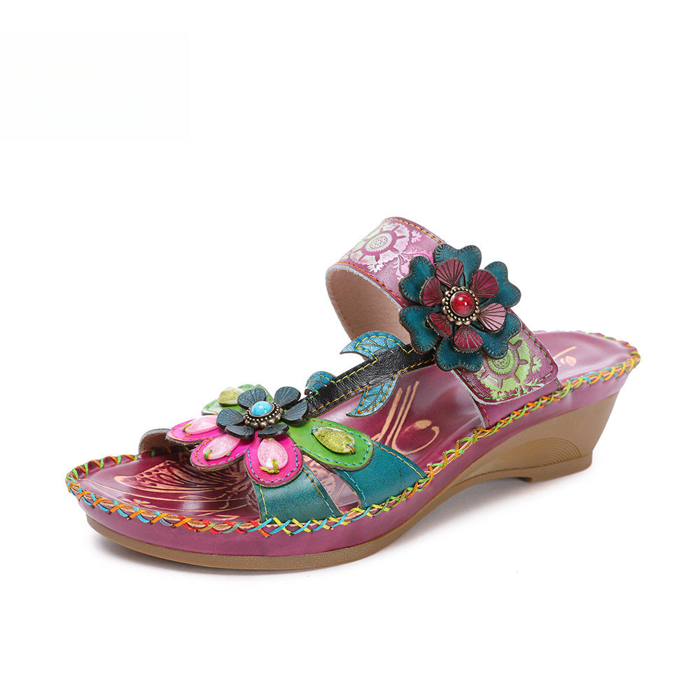 Socofy Vicconfy Boho Vintage Floral Slippers