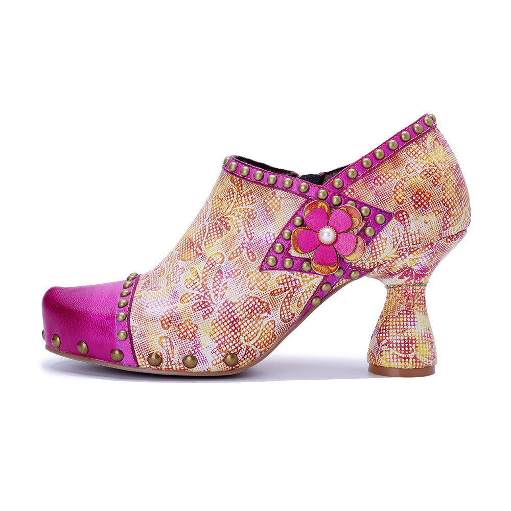 Socofy Vicconfy Pink Sweet Ethnic Heels