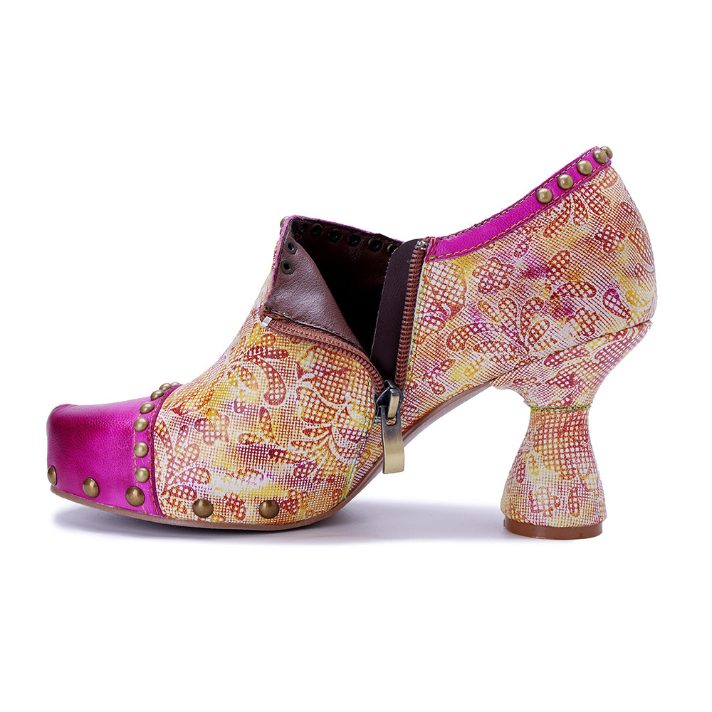 Socofy Vicconfy Pink Sweet Ethnic Heels