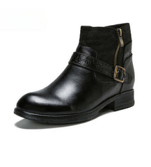 Socofy Vicconfy Women's Round Toe Cowhide Ethnic Leather Boots Fashion Boots