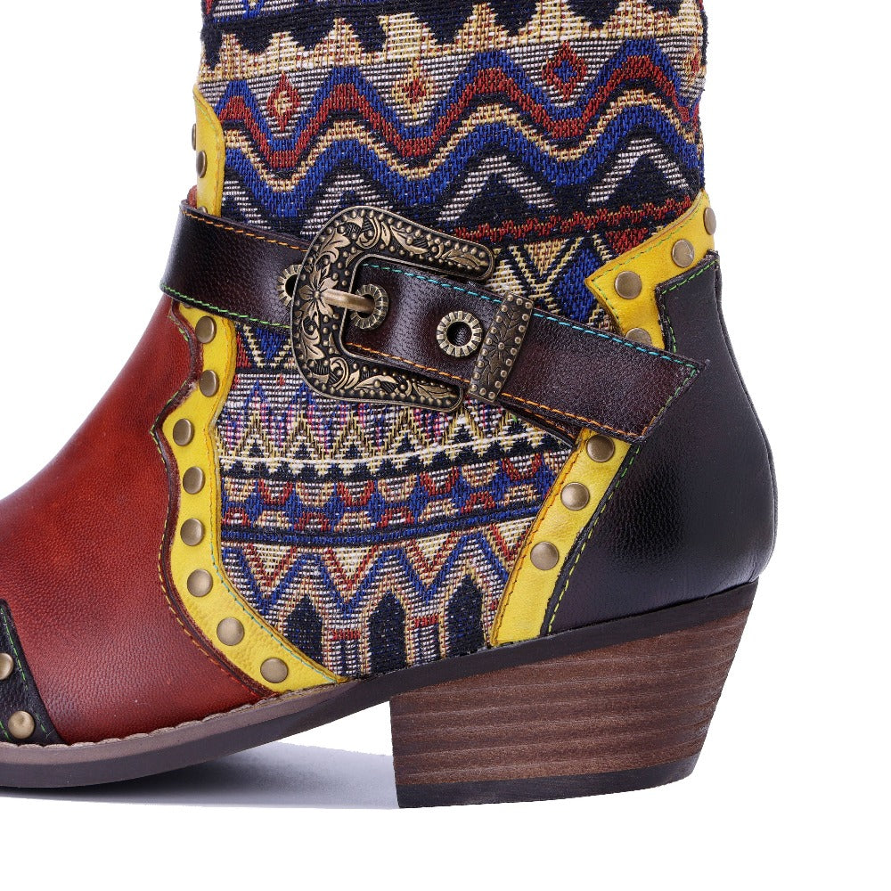 Socofy Handmade Leather Side Zip Boots