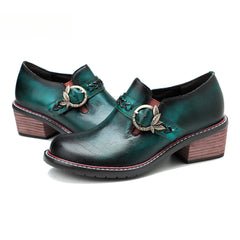 Socofy Genuine Leather Handmade Lace-Up hand-rubbed color Loafers