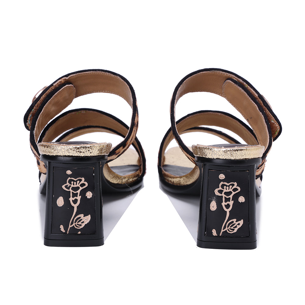 Socofy Vicconfy Leopard Print High Heeled Sandals Slippers